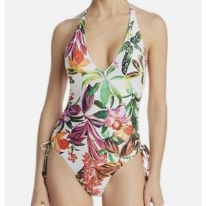 Trina Turk Welcome To Miami Floral High Leg One Piece Swimsuit‎ Size 4